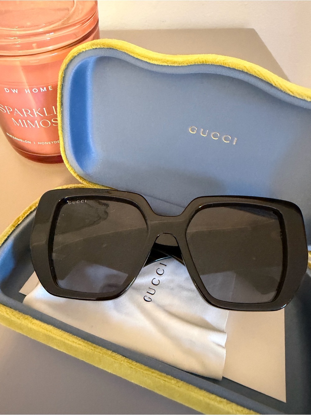 Gucci Black Oversized Square Frame Sunglasses